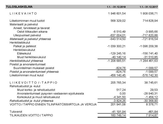 Tilinpaatos 2018 FI TULOSLASKELMA rajattu